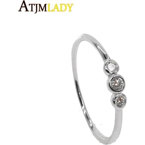 Gold Color Engagement Jewelry New Top Fashion bezel Setting three stone Cubic Zircon Women Wedding simple Ring