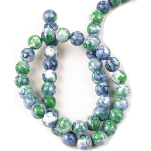 Wholesale 8mm Green White Colorful Rain Flower Jaspers Natural Stone Round Loose Beads for Jewelry Making DIY Bracelet Necklace