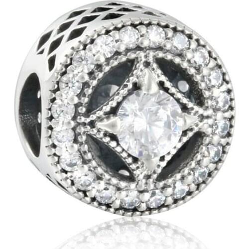 Autumn Collection 100% 925 Sterling Silver with clear cubic zirconia charm beads Fit Original Brand Charms Bracelet