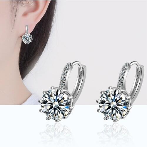 PANGJERY 925 Sterling Silver Sparkling Micro-inlaid Colored Zircon Hoop Earrings for Women Exquisite Circle Party Jewelry Gifts