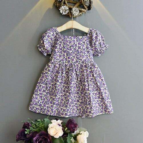 Girls dress 2021 summer baby girl puff sleeve floral thin princess dresses costumes for toddler girls