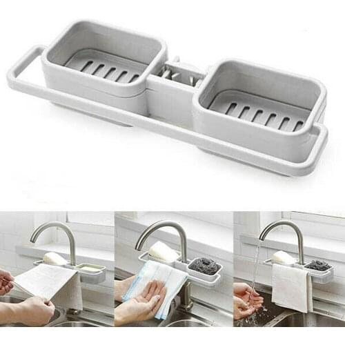 Kitchen Sink Faucet Sponge Soap Cloth Drain Rack Storage Organizer Holder Shelf