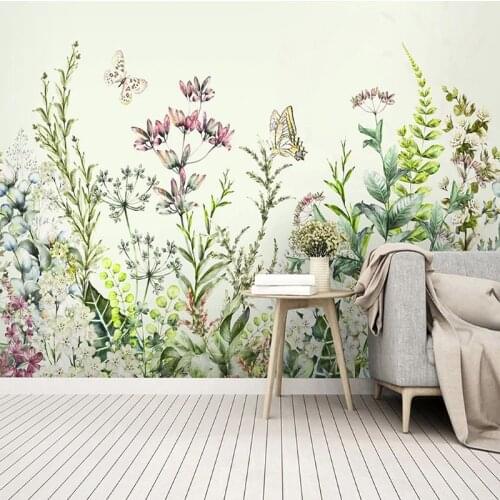 Custom Floral Butterfly Green Leaf Photo Mural Wallpaper For Walls 3D Modern Living Room Bedroom Home Decoration Papel De Parede