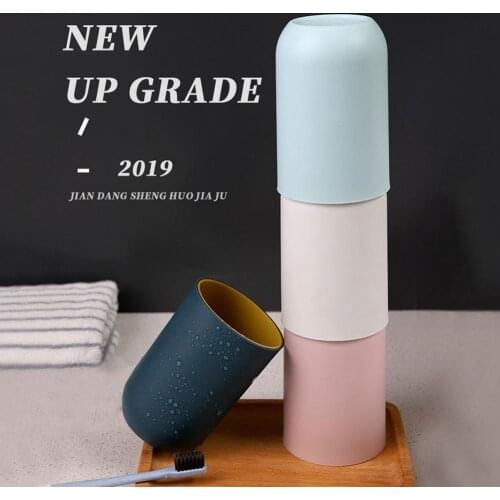 Portable Double Layers Non-slip Toothbrush Holder Couple Water Cup Drinking Mug