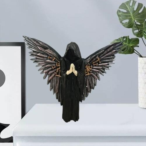 Lifelike Person in Black Statue Portrait with Wing Blessing for Relatives