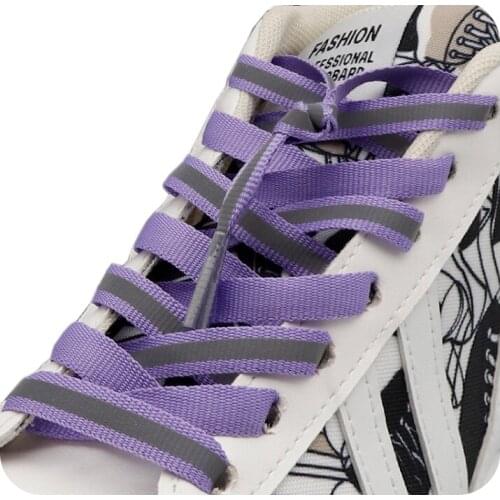 Weiou New 8mm Flat Classical 4M Purple Reflective Shoelaces Parent-child Sports Sneakers Canvas Shoe Laces Night Running Laces
