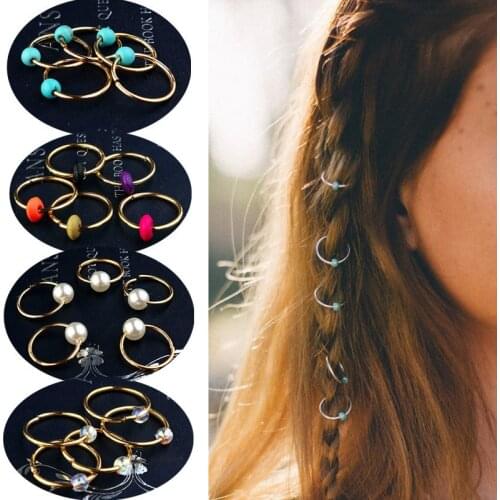 5Pcs/Pack Gold/Silver 10 Styles Charms Hair Braid Dread Dreadlock Beads Clips Cuffs Rings Jewelry Dreadlock Accessories