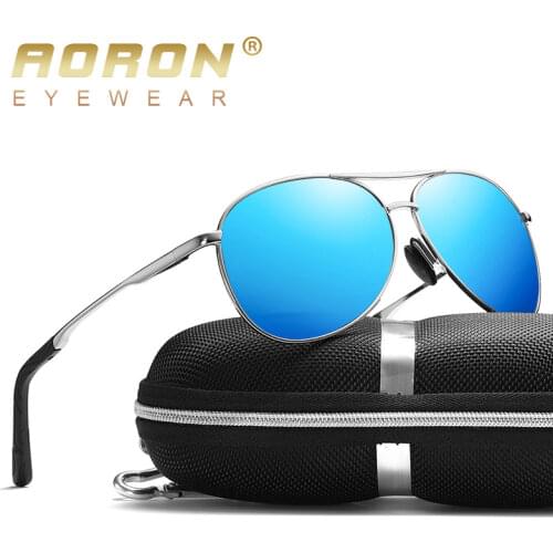 AORON New Polarized Men Sunglasses Classic Pilot Driving Sun Glasses Metal Frame Mirror Lens Sunglasses Men/Women