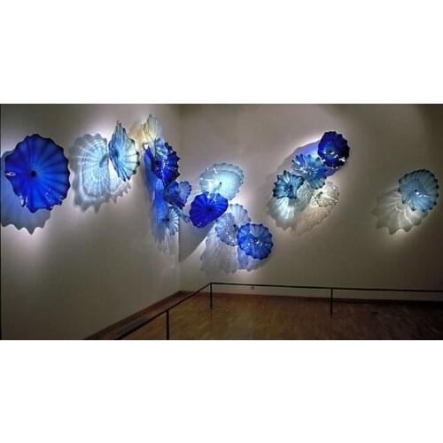 Handmade Blown Murano Glass LED Wall Light with Glass Plates for Home Hotel Hallway Decor