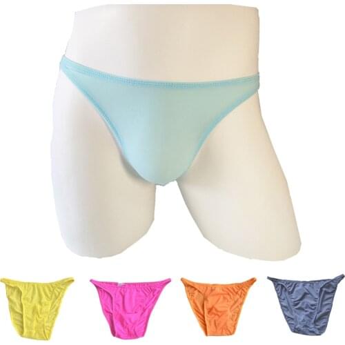 Ice Silk Sexy Underwear Low-Waist Men Panties Fork Viscose Translucent Briefs 12 Colors ZJH057