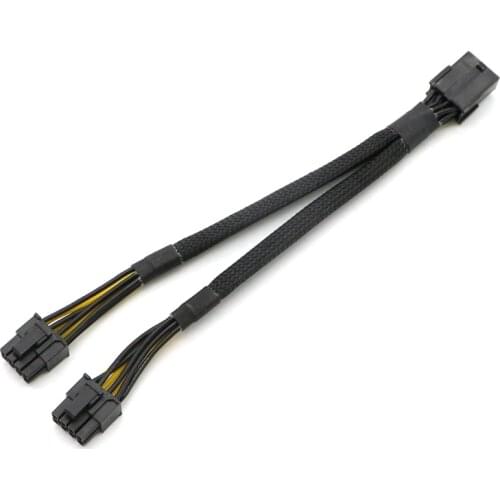 Full Sleeved PCI-E 8Pin to Dual 6+2Pin Y-Splitter Power Extension Cable