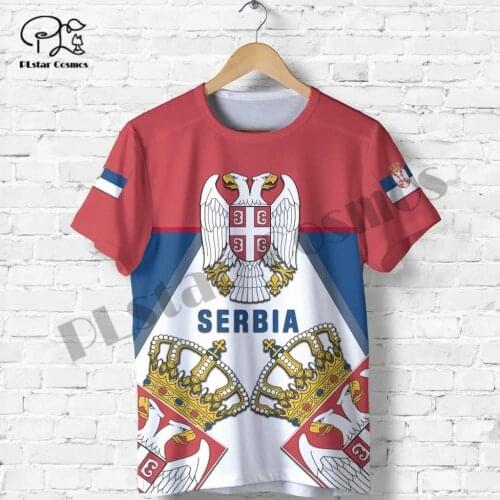 PLstar Cosmos Summer Newfashion Serbia Country Flag Unique Art T-Shirt Men/Women Casual Short Sleeve O-Neck Tee Tops Style-1