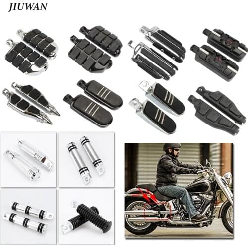 Universal Motorcycle Footstool Bar Foot Pegs Footrest with Mount Clamp Fit for Harley Suzuki Yamaha Honda GoldWing GL1500