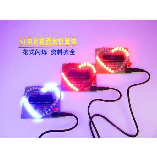 Heart-shaped Water Lamp Kit Colorful Dazzling Heart-shaped Electronic Kit DIY Fun Training Package