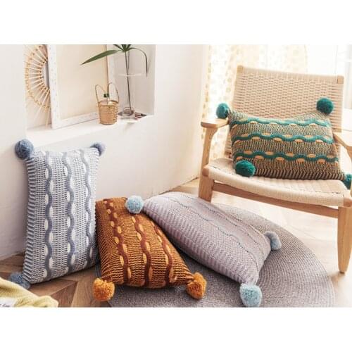 DUNXDECO Knitting Cushion Cover Decorative Pillow Case Modern Color Crash Design Cute Balls Coussin Room Bedding Cushion Cover