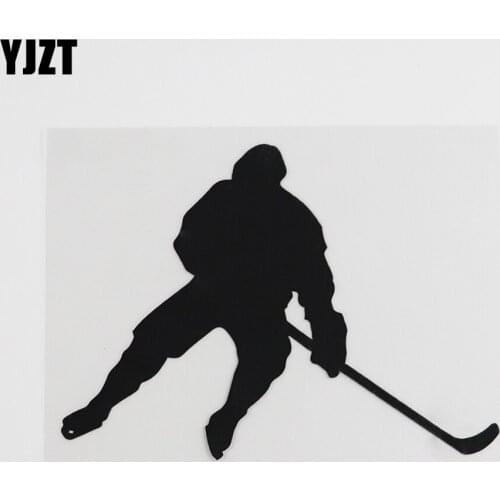 YJZT 14.4CMX10.5CM Hockey Game Goalie Player Club Vinyl Car Sticker Black/Silver 8A-0391