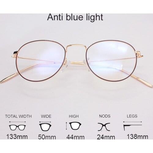 2018 New Fashion Women Mens Computer Goggles Retro Metal Blue Light Blocking Glasses Round Gaming Glasses UV400 Working Eyewear