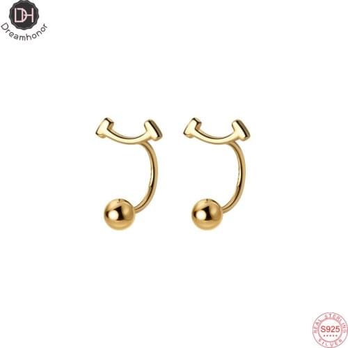 Dreamhonor Gold Silver Color Threaded Beads Sweet Stud Earrings Girls Birthday Gifts