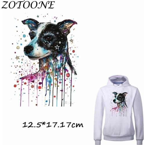 ZOTOONE Watercolor Dog Patches Iron on Transfer Patches for Clothing T Shirt Beaded Applique Clothes DIY Accessory Decoration C