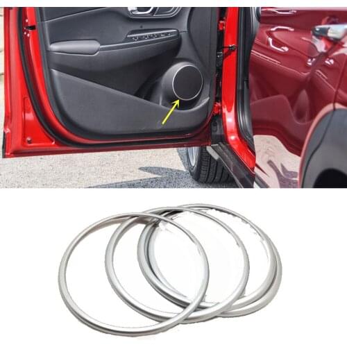 Car Sticker Cover Detector Inside Audio Speak Sound Ring Circle Trim 4pcs For Hyundai Kona Encino Kauai 2017 2018 2019 2020