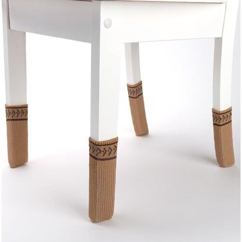 4pcs/set Knitted Chair Feet Gloves Leg Cap Stool Leg Wear-Resistant Tea Table Sofa Foot Covers Warmer Stool Foot Pad Chair Leg