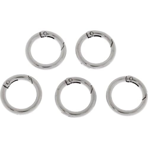 5 Pcs 28mm Alloy Round Carabiners Camping Spring Clip Keychain Silver for for Backpacks Key Ring Climbing Hiking Outdoor Tools