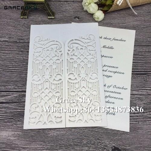 50pcs free shipping Laser cutting lace vine design invitation cards with inner blank paper for wedding birthday party decoration