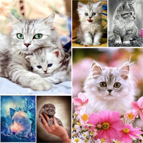 5D DIY Diamond Painting Square Diamond Cat Combination Mosaic Embroidery Decoration
