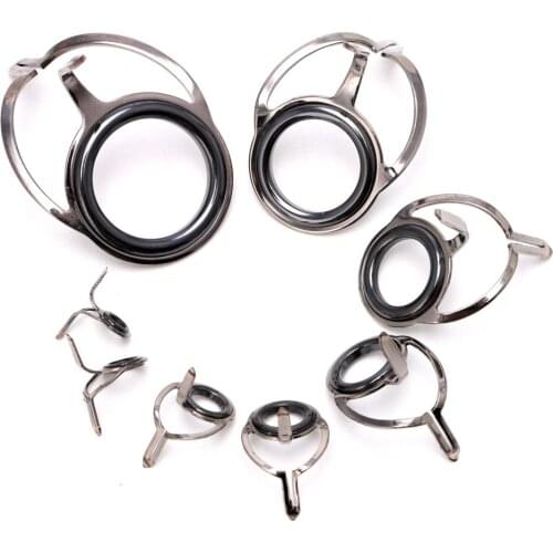 8Pcs 6# - 30# Stainless Steel Eye Rings Fishing Rod Guides Tips Line Repair Kit
