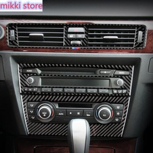 Carbon Fiber Car Center Console CD Panel Decoration Frame Cover Trim Sticker For BMW 3 Series E90 E92 E93 Interior Accessories