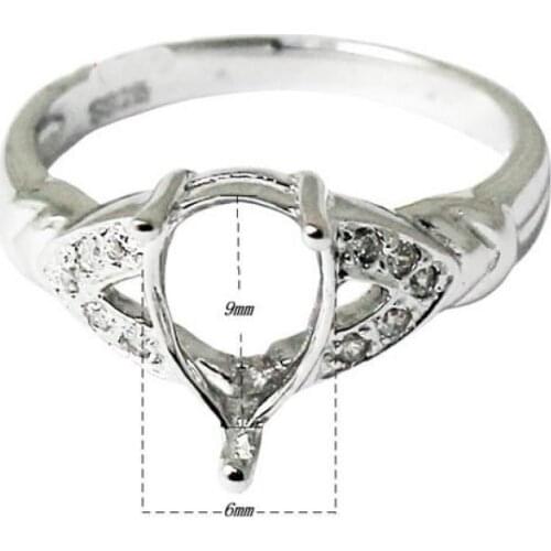 Beadsnice Semi Ring Mount 925 Sterling Silver Ring Setting Fit 6x9mm Teardrop Gem Ring Blank Women Jewelry 27352