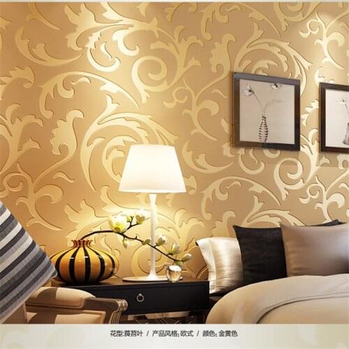 Beibehang Fashion Simple European Wallpaper 3D Three-dimensional Non-woven Wallpaper Hook Flower Vetch Leaf Wallpaper