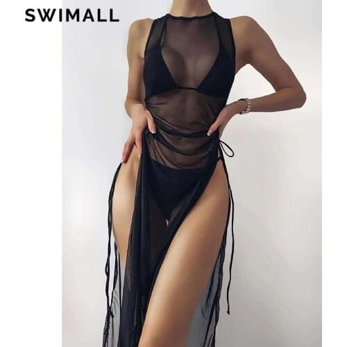 Bikini 2021 Sexy Mesh Swimsuit Female Swimwear Women Three-piece Bikini Set Halter Brazilian Bathing Suit Beach Wear Biquini