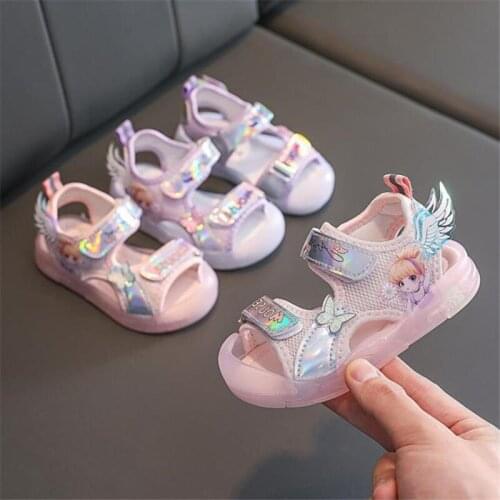 Disney girls sandals new summer 2021 children in the soft bottom shoes children cartoon shoes princess children fashion shoes