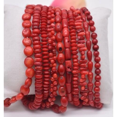 Natural Stone Bead Irregular Round Shape Red Coral Beads jewelry Spacer Beads Strand 15"For DIY Bracelet Necklace Jewelry Making