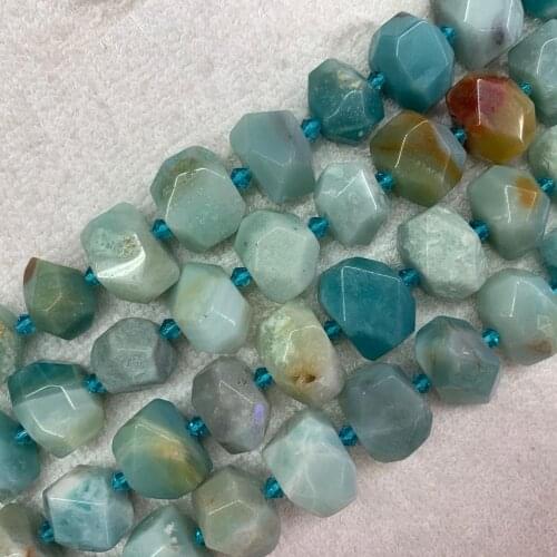 16-18mm oval faceted blue amazonite stone beads natural gemstone beads DIY spacer beads for jewelry making strand 15" wholesale