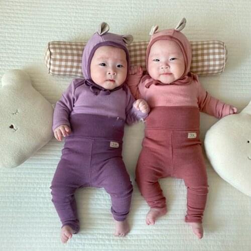 Baby Boys Pajamas Infant Girls 3PCS Clothes Sets Top Long Sleeve Shirt + Pant +Hat Cottont Spring Newborn Underwear Homewear