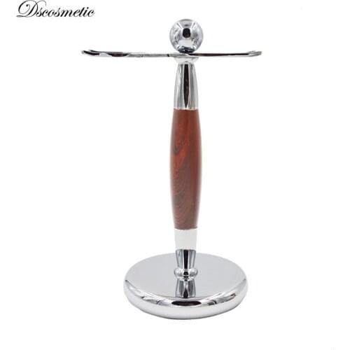 Dscosmetic red wood shaving Razor and Shaving Brush Stand