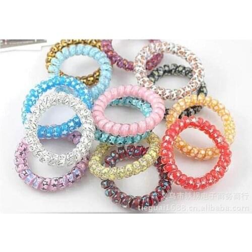 6pcs Candy Color Telephone Wire Line Elasticity Rubber Band Elastic Hairbands Hair Rope For Gils Scrunchy Headbands Gum Spring