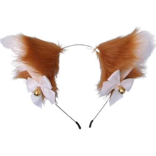Simulation Animal Plush Ear Design Headwear Cosplay Party Decor Prop with Bell Headwear Cosplay Party Decor Prop with Bell
