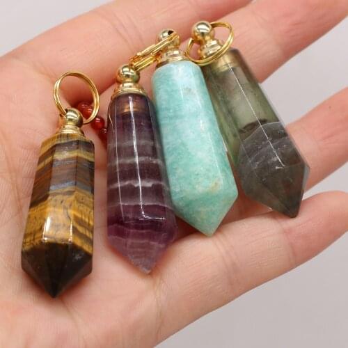 Natural Stone Perfume Bottle Pendant Section Exquisite Semi-precious Charms For Jewelry Making DIY Necklace Accessory