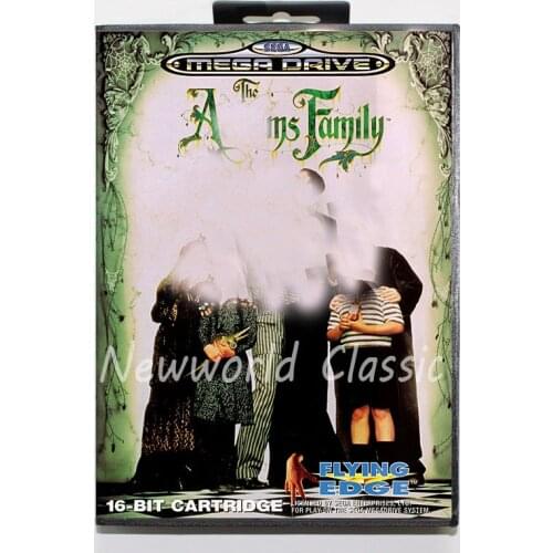 Adams The Family 16 bit For Genesis MD Game Card With Box For Sega Mega Drive For Genesis