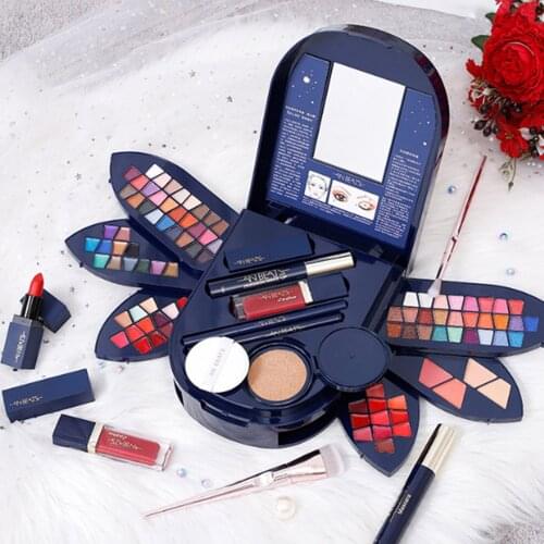 Make Up Box Beautiful Folding Cosmetic Set For Gifts(Eye Shadow,foundation,blush,eyeliner Ridge,lipstick,concealer,mascara)