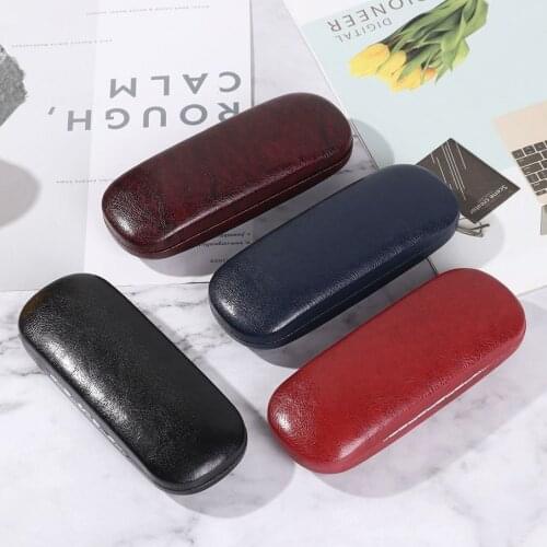 Hot Sale1pc Unisex Leather Glasses Case Waterproof Hard Frame Eyeglass Case Women Reading Glasses Box Black Spectacle Cases