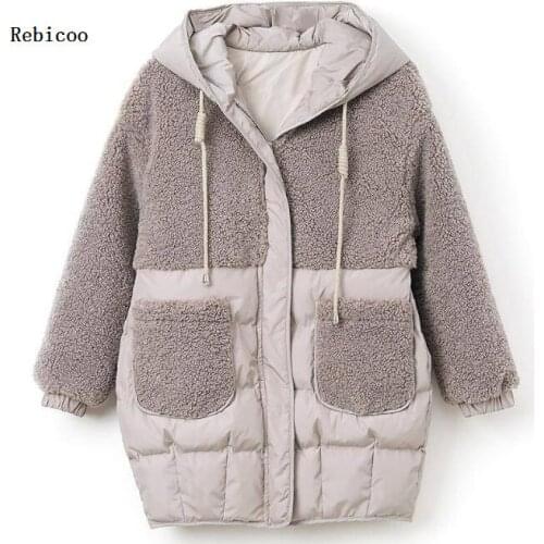 Autumn New Parkas basic jackets Female Women Winter plus velvet lamb hooded Coats Cotton Winter Jacket Womens Outwear coat