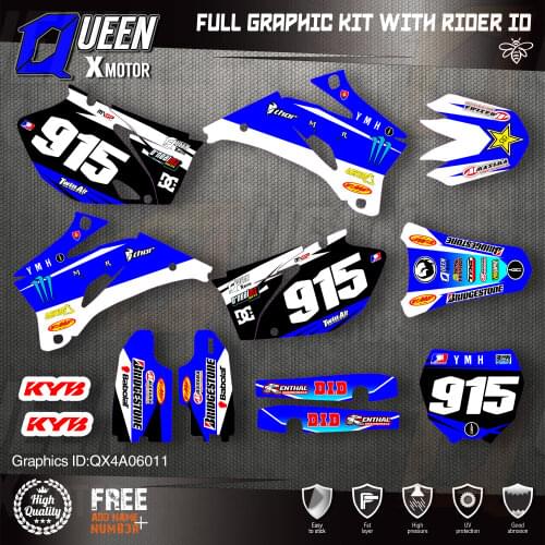 QUEEN X MOTOR Custom Team Graphics Backgrounds Decals 3M Stickers Kit For YAMAHA 2006-09 YZF250 450 011