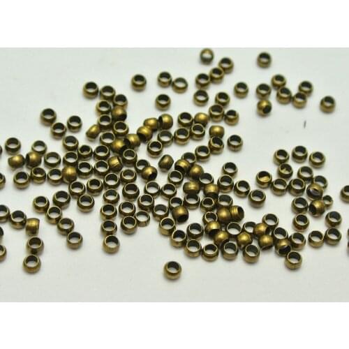 1000 pcs Bronze Tone Metal Round 2.5mm Crimp End Beads