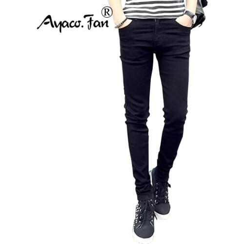 2019 Summer Mens All-match Black Jeans Fashion Students Stretch Skinny Man Slim Pencil Pants Denim Male Trousers Bottom Pants