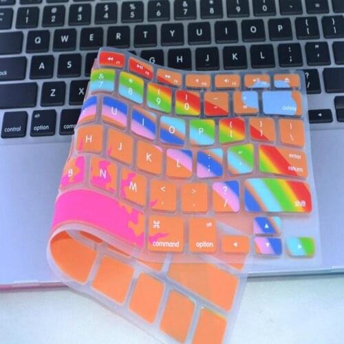 New Arrive US Rainbow Silicone keyboard Protective Stickers For Macbook Air Pro Retina 13 15 17 Laptop With The Packing