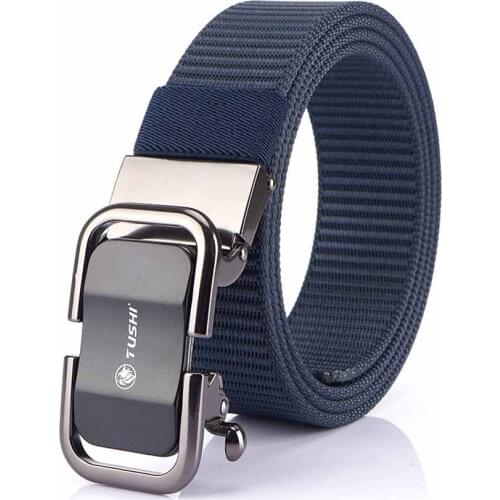 New Trend Men Belt Automatic Alloy Buckle Casual Canvas Fashion Belt Young Nylon Waistband Outdoor Sport Accessories 3.4CM Width